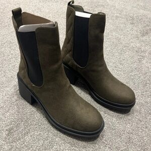 George Olive and Black Ankle Booties